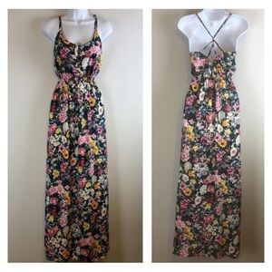 Yumi Kim “Malu” Maxi Dress Vibrant Floral Print Strappy Pockets XS Flowy Summer